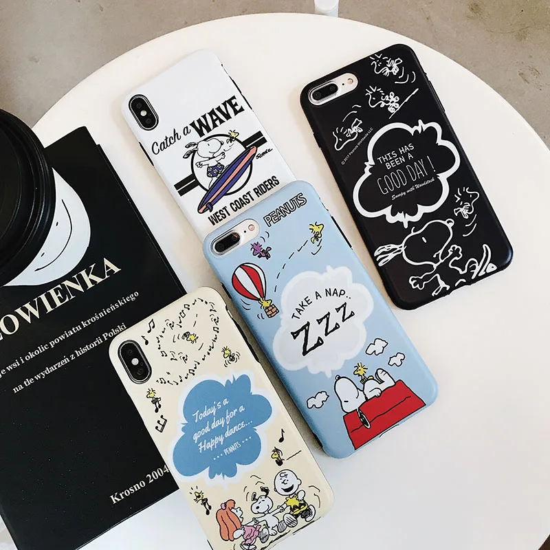 

Cute cartoon Charlie Brown dog phone Cases For iphone xs case IMD matte cover For iphone6 6s 7 8plus X XR XS MAX case back cover