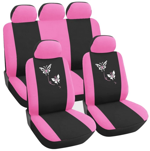 Ruich 9 Pcs Car Vehicle Pink Erfly Embroidery Design Girly Ruich 9 Pcs Car Vehicle Pink Erfly Embroidery Design Girly Front Rear Seat Covers Set