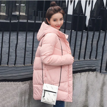 Pink Новое зимнее пальто женские черные розовые Большие размеры с капюшоном парки Европа Америка Повседневная мода свободные толстые длинные хлопковые пальто CX62 - Цвет: Pink