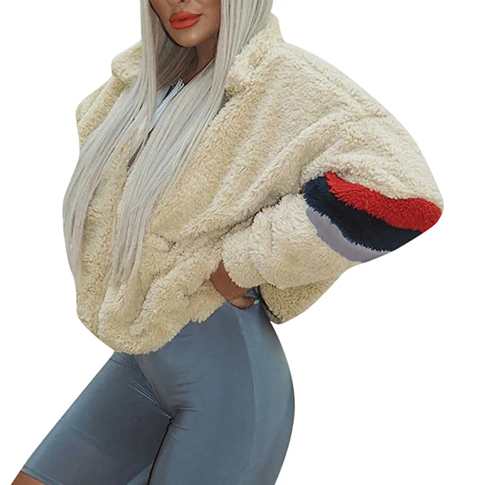 Abrigos mujer invierno 2018 для женщин зимнее пальто Модные s утепленная верхняя одежда в полоску искусственный мех Верхняя одежда, жилеты femme