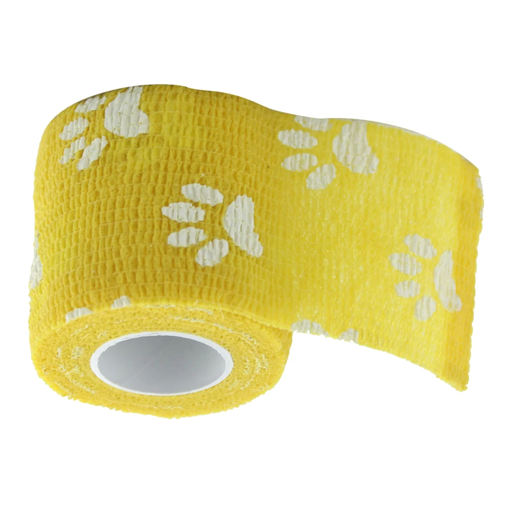 high comfort 4.5m Flexible Medical Care Pet Cat Dog Cohesive Bandage Tape Wrap Yellow High flexibility Permeability