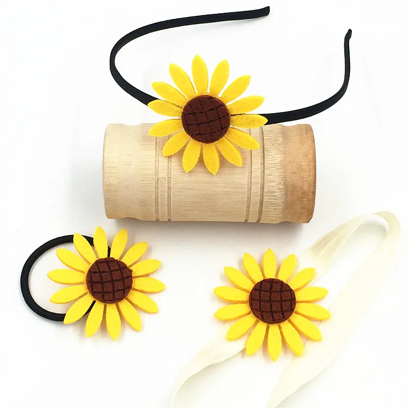 

3pcs/bag Girl Elastic Hair Band Sunflower Hairbands head hoop newborn toddler Sunflower Headbands Hair Accessories for children