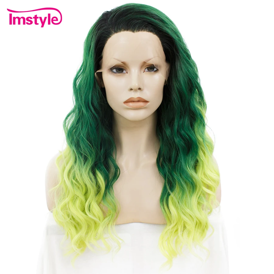 

Imstyle Lace Front Wigs Curly Ombre Color Wigs For Women Three Tone Heat Resistant Fiber Synthetic Lace Wig Cosplay 24 inches