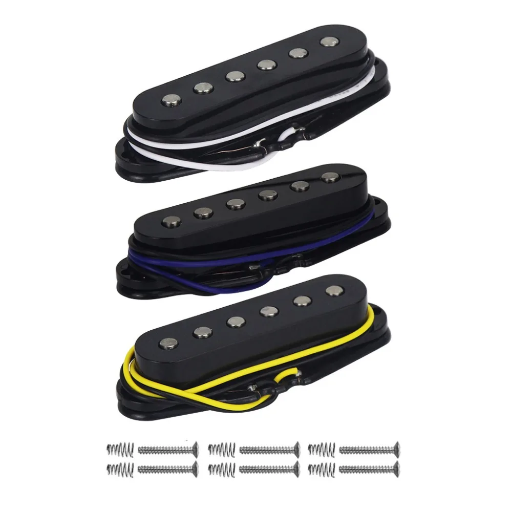 

FLEOR Vintage Alnico 5 Pickup Electric Guitar Pickup Single Coil Neck/Middle/Bridge Pickup Set Black Guitar Parts