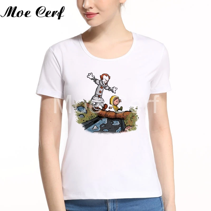 

2019 IT movie T Shirt Women's stephen king printed T Shirt Kawaii Pennywise Dancing with kids Vintage Style Brand women Tops L5-