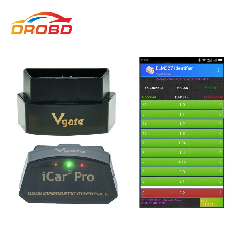 Original Vgate iCar pro ELM327 Real V2.1 OBD Code reader Bluetooth/WIFI Auto Sleep For Android And IOS Batter than ELM327 V1.5 Original Vgate iCar pro ELM327 Real V2.1 OBD Code reader Bluetooth/WIFI Auto Sleep For Android And IOS Batter than ELM327 V1.5