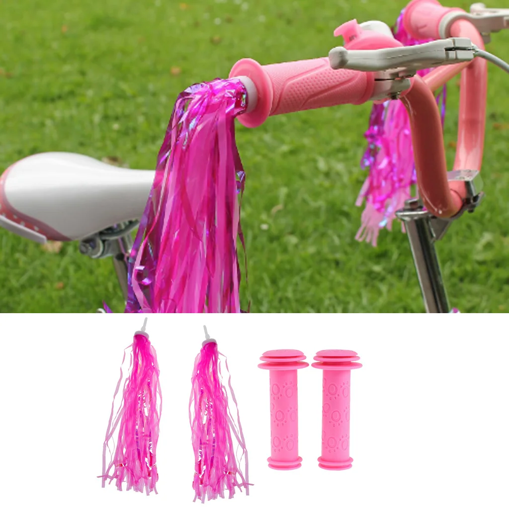 Perfeclan Bike Streamers Tricycle Kids Handlebar Grips Tassels +Handle Grips