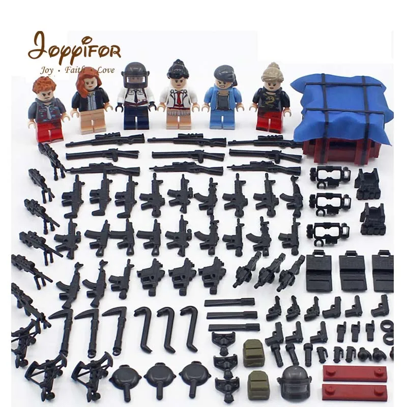 

Joyyifor 6Pcs/Lot PUBG Player Battlegrounds Parachute Military Army Weapons Compatible LegoINGlys Building Blocks Set Kids Toys