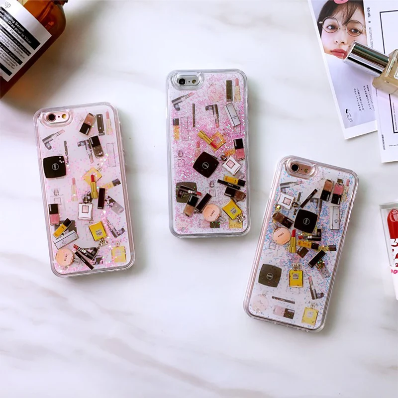 Luxury fashion brand makeup Lipstick Perfume bottle Glitter For iPhone