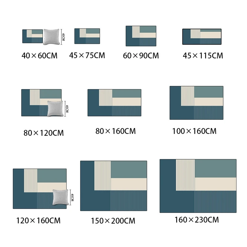 Сине-белые Ковровые Коврики в скандинавском стиле для гостиной, спальни, прямоугольной области, Противоскользящие коврики для журнального столика, прикроватные коврики