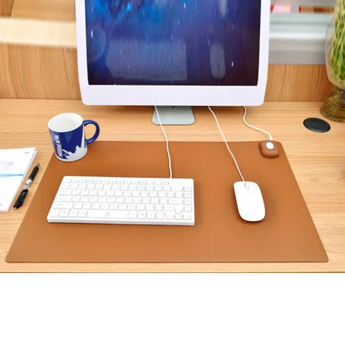 Горячий зимний теплый офисный стол компьютерный коврик для мыши PU водонепроницаемый Настольный коврик для клавиатуры игровые электрические нагревательные колодки штепсельная вилка США