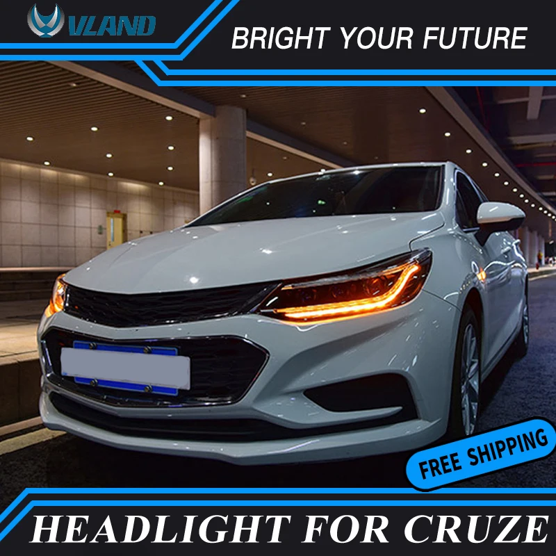 Светодиодный головной фонарь с ангельскими глазами для Chevrolet Cruze светодиодный головной светильник s передний светильник с желтым поворотным сигналом и биксеноновым проектором