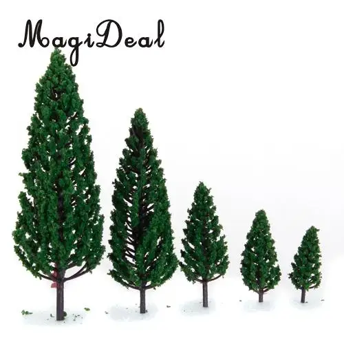 MagiDeal 22Pcs/Set 3-16cm Green Model Trees Train Railway Railroad Architecture War Game Scenery Scene Layout Landscape