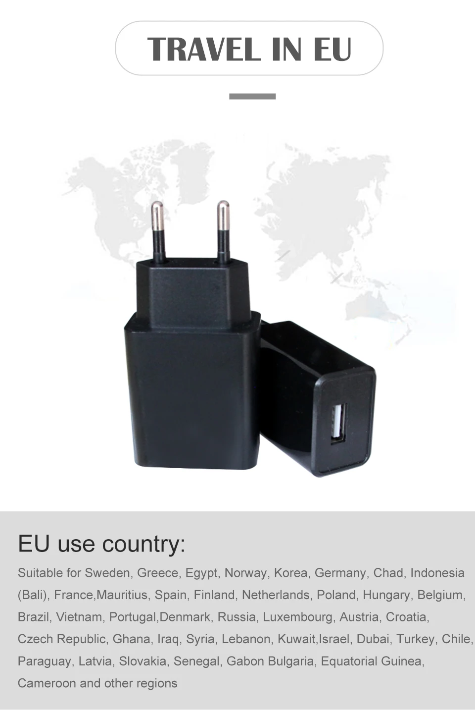 1PC CE Certification EU EUR Charger 5V1A 5V2A USB For Mobile Phone Charging and Electronic Device charging Travel in Europe (5)