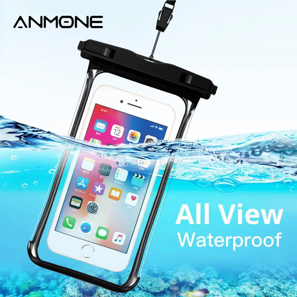 

ANMONE Waterproof Case for Mobile Phone Clear Full Transparent View Storage Bags Underwater Cell Smart Phone Dry Pouch Cover