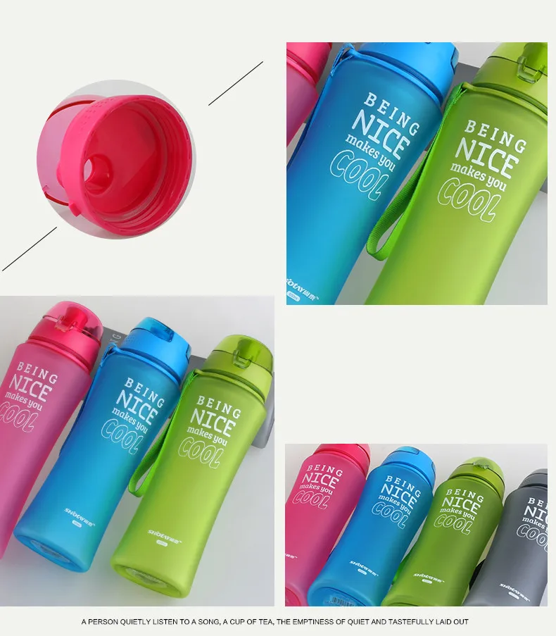 جديد حار الرياضة ترتد غطاء زجاجات مياه 480 مللي/650 مللي صحي البلاستيك الدراجات في الهواء الطلق السفر زجاجة بلدي المياه زجاجة شاكر