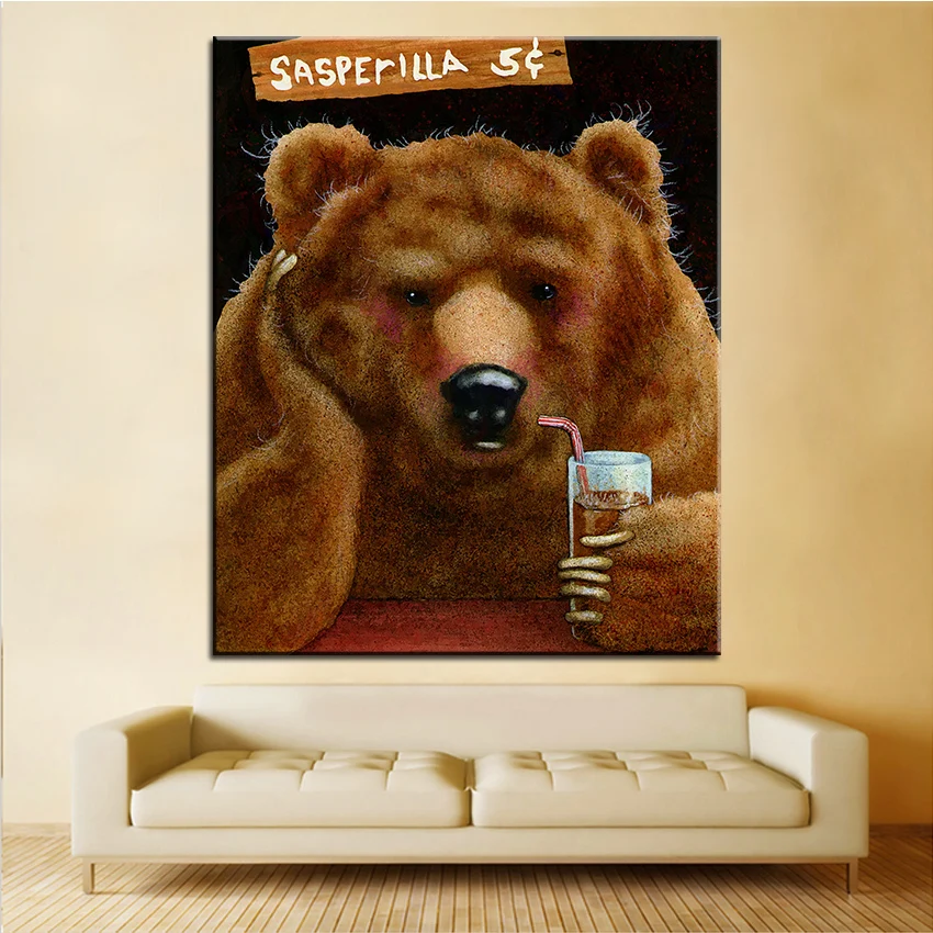 

Large size Printing Oil Painting the rootbear Wall painting Wall Art Decoration Picture For Living Room painting No Frame