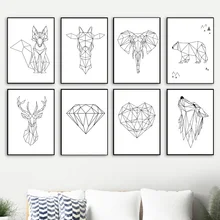 Geometry Diamond Fox Deer Bear Wolf Wall Art Canvas Painting Nordic Posters And Prints Wall Pictures For Living Room Home Decor
