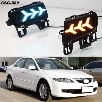 

Car flashing 2pcs For Mazda 6 Mazda6 2006 2007 2008 2009 LED DRL Daytime Running Light Daylight Waterproof with yellow Signal
