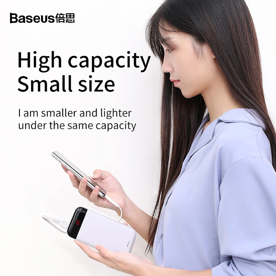 Baseus, 20000 мА/ч, внешний аккумулятор, 20000 мА/ч, ЖК-дисплей, USB C, PD, быстрая зарядка, внешний аккумулятор, портативное зарядное устройство для Xiaomi, повербанк