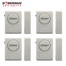 Безопасность добермана окна двери сигнализации комплект 4 Пакет детектор открытия двери и окна магнитное Предупреждение охранной сигнализации дома комплект