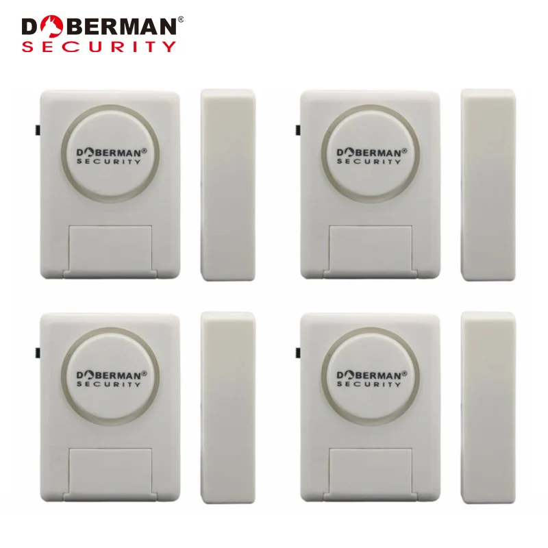 

Doberman Security Window Door Alarm Kit 4 Pack Door Window Detector Magnetic Warning Intruder Home Security Alarm System Kit