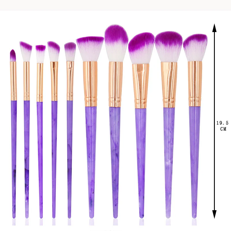 

New 10pcs Unicorn Marble Handle Makeup Brush Set Colorful Foundation Blending Power Eyeshadow Cosmetic Beauty Make Up Tool Kit