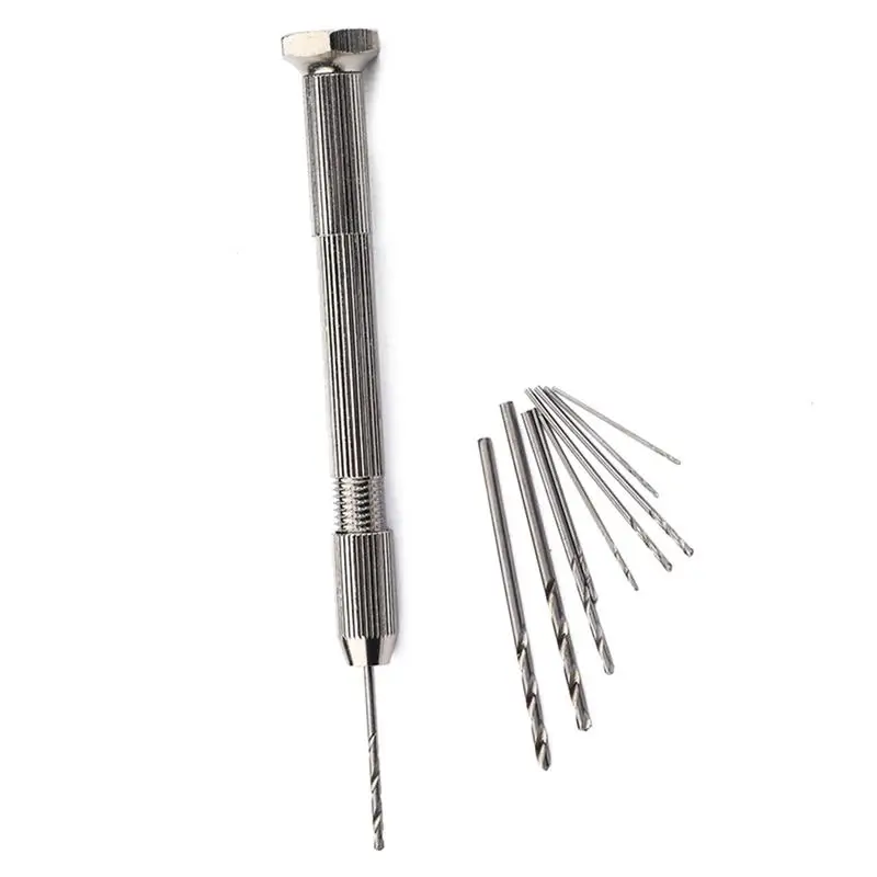 Mini Precision Pin Vise Hand Drill With Twist Drill Bits Set of 10 Pieces Woodworking Drilling Rotary Tools For Model Hobby Home