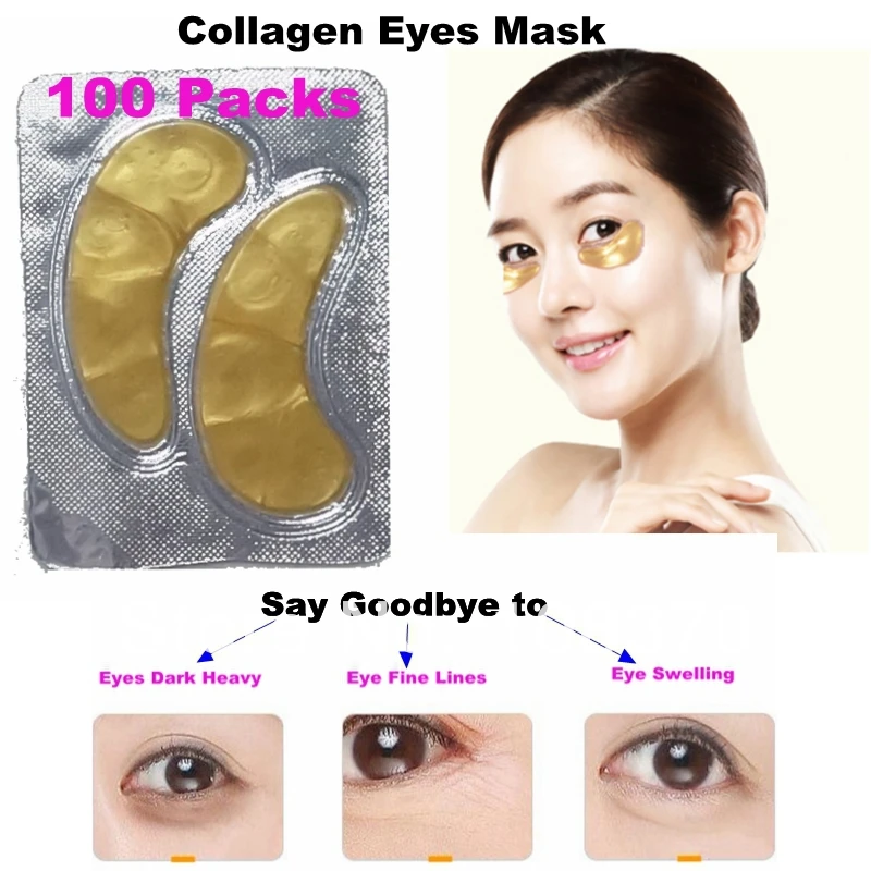100 packs = 200pcs Collagen Gold Powder Eye Mask Anti wrinkle Eyes Mask