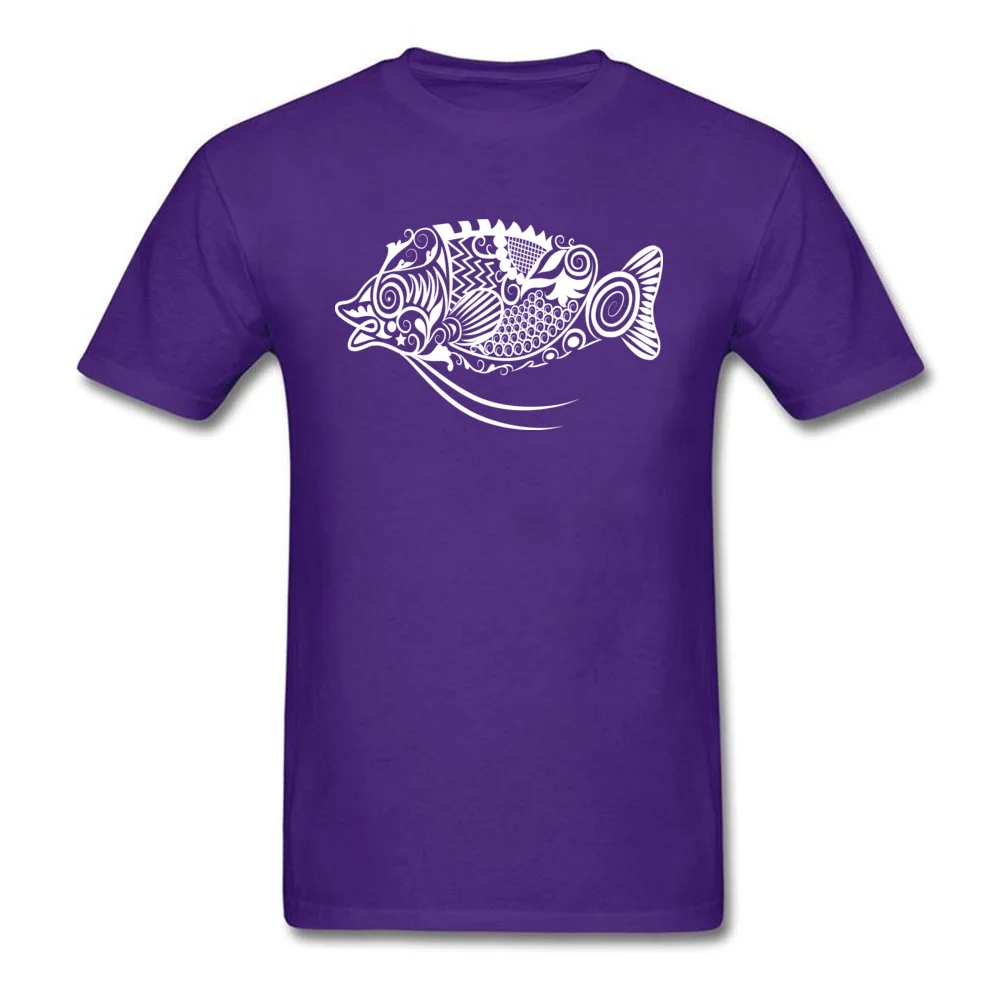 2018 Discount Student T Shirts Fish pattern Family Tops Shirt Pure Cotton Short Sleeve Gift T-Shirt Crew Neck Wholesale Fish pattern purple