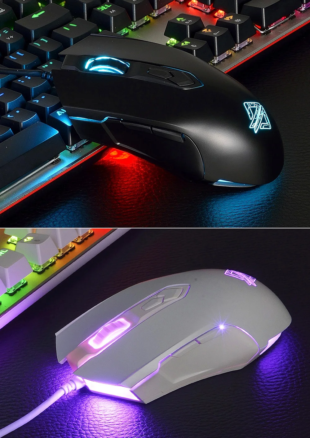Ajazz AJ52 Gaming Mouse 7 RGB Backlit Modes Wired Professional E-sport Gaming Mouse Adjustable DPI 2500 Pattern Computer mouse