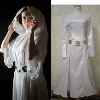 

Free Shipping STAR WARS Alderaan Princess Leia Organa Solo Dress Belt Costume kids girls Cosplay Thin Dresses Halloween Costume
