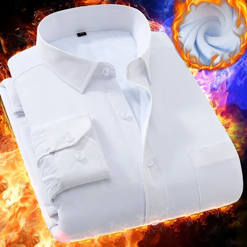 M2-643 white twill Новинка, зимние однотонные плотные мужские рубашки с длинным рукавом, высокое качество, большие размеры XXXL 4XL 5XL 6XL, теплые бархатные мужские рубашки - Цвет: M2-643 white twill