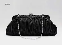 Heißer Verkauf Schwarz Damen Satin Handtaschen-kupplungs-partei-brautabendtasche Tasche Hand Geldbeutel-verfassungs-beutel Freie Verschiffen 7385-D