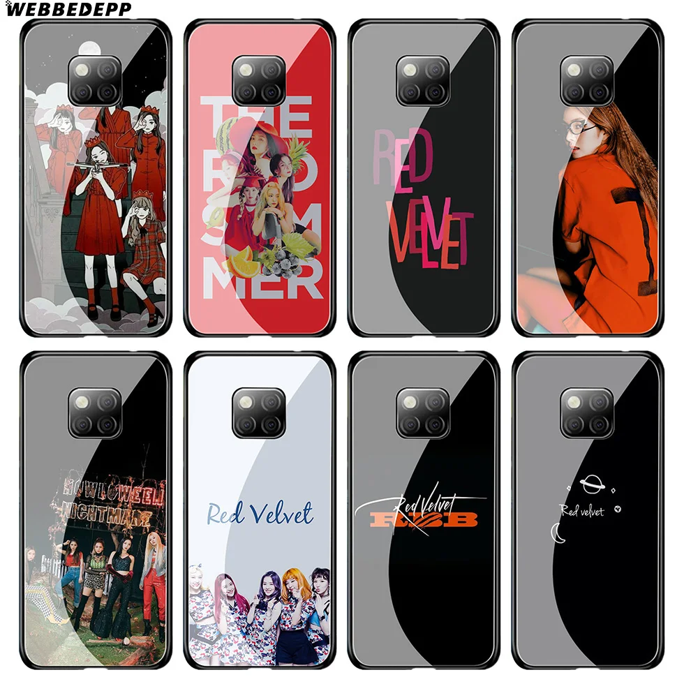 

WEBBEDEPP Red Velvet Pop Tempered Glass Case for Huawei Mate 20 P20 P10 P Smart 2019 2018 & Honor 10 9 8X 7A Lite Pro