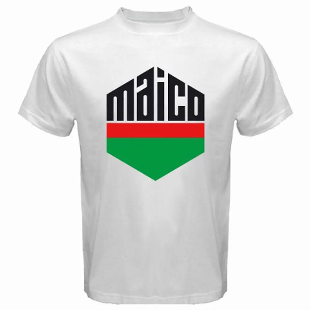 Новый Maico пособия по немецкому языку Мотоцикл логотип для мужчин белая футболка Размеры S до 3XL