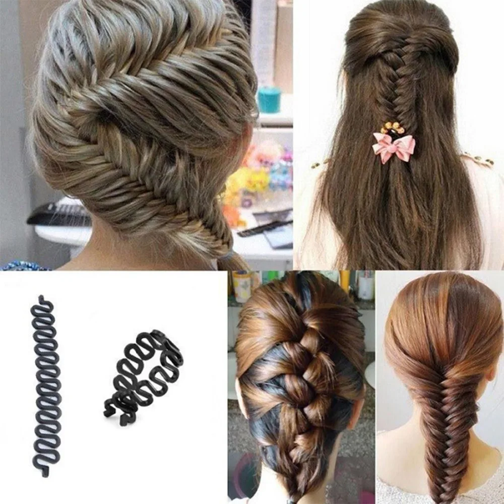 Women Lady Hair Braiding Tool Clip Braider Roller Hook With Magic Hair Twist Styling Bun Maker Hair Band Accessories