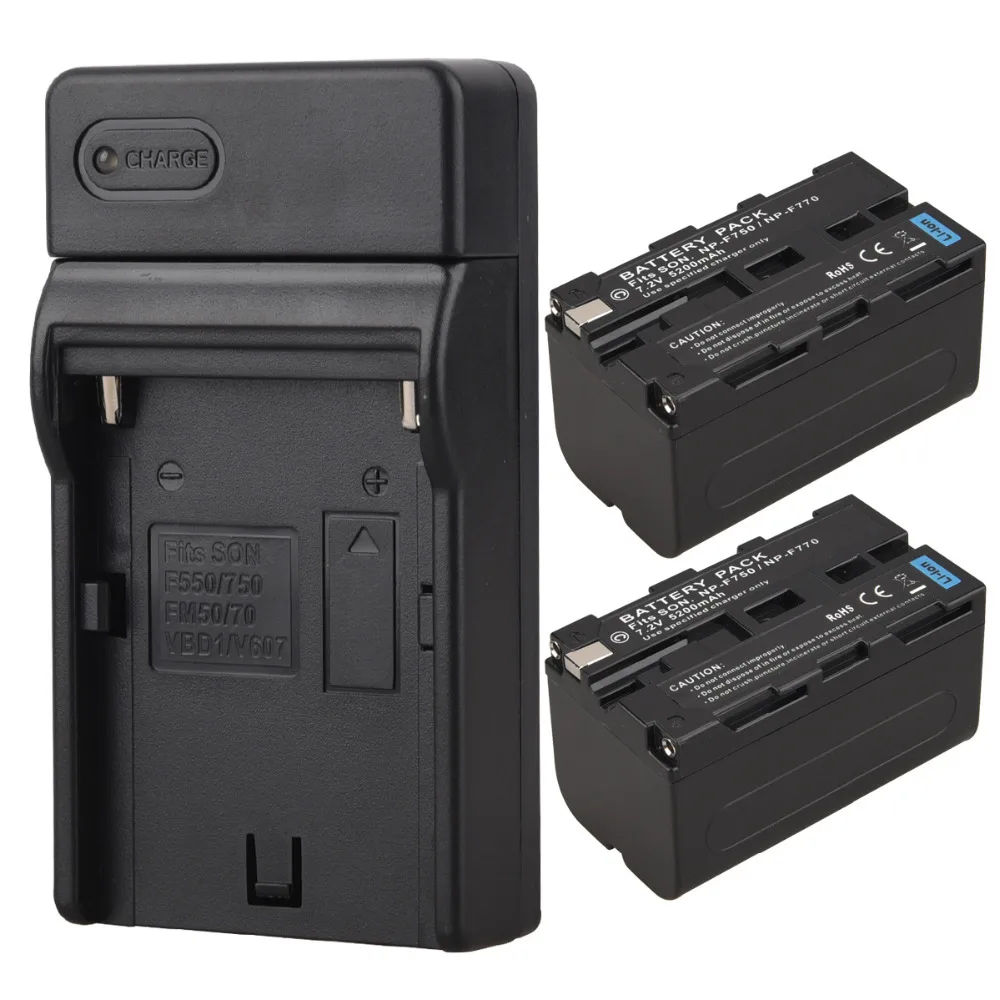 

Goldfox 2pcs 5200mAh NP-F750 forNP-F770 NP F750 NP F770 Replacement Digital Camera Battery+USB Charger for Sony NP-F750 NP-F770