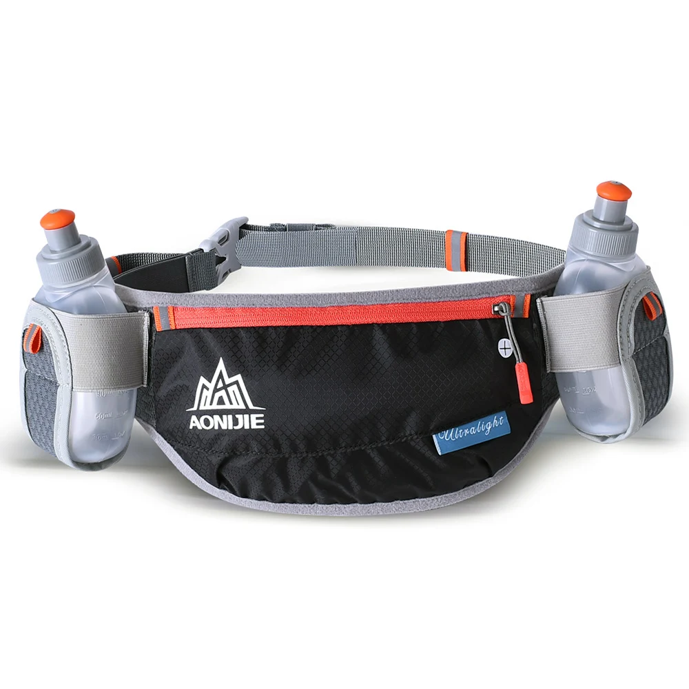 

AONIJIE Running Waist Bag Hydration Belt Bottle Phone Holder Waterproof Jogging Fanny Waist Pack with Two Water Bottle 170ml
