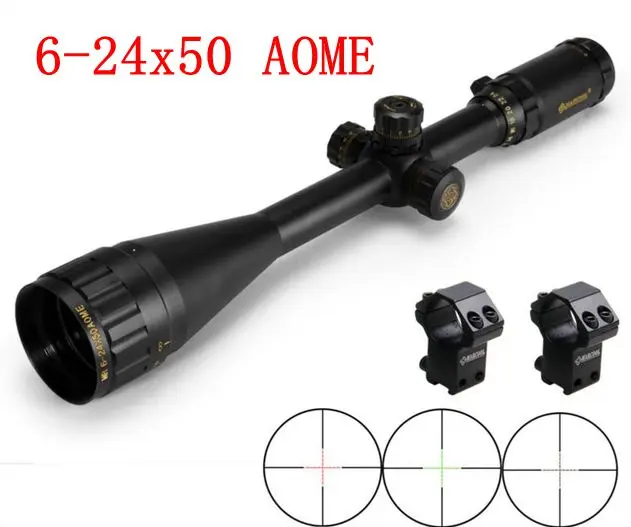 

6-24X50 AOME Gold Lettering Guns Air Soft Tactical Rifles Optical Hunting Scopes Sight With Riflescopes Mounts Mira Telescopica