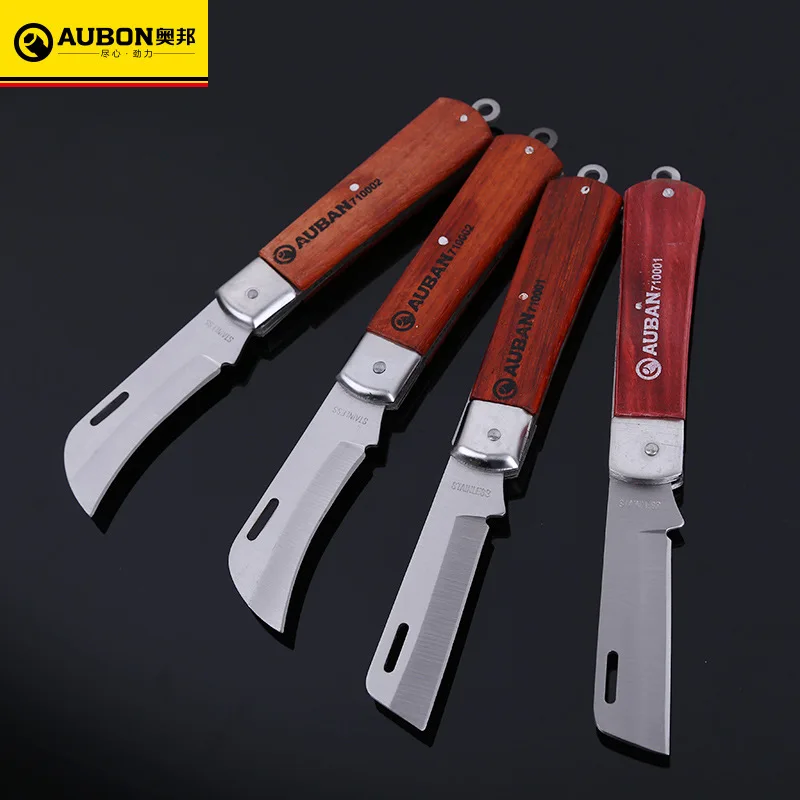 

AUBON 1pc * Electrician Knife Wire Stripper Knife Folding Blade Knife Wood Handle Fruit Stripper Knife Hand Tools