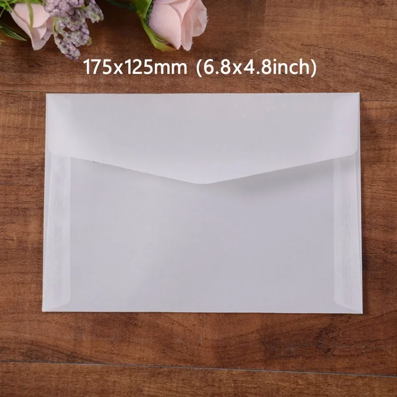 175x125mm 50 шт Прозрачные пустые белые пергаментные бумажные открытки с конвертом пригласительные обложки конверты - Цвет: 175x125mm