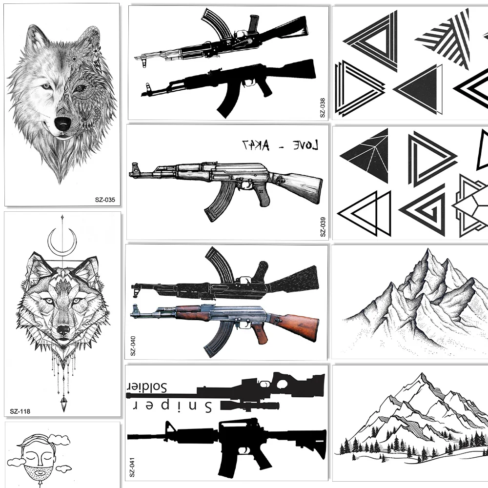 Временные татуировки AK AKM M4 для детей и женщин бумажные наклейки тату на руку