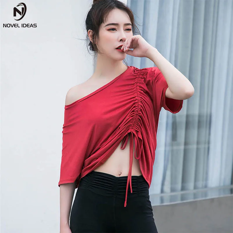 Свободные футболки Йога Для женщин Фитнес спортивная рубашка Strappy сжатия майка Танец Топ тренажерный зал спортивные трикотажные