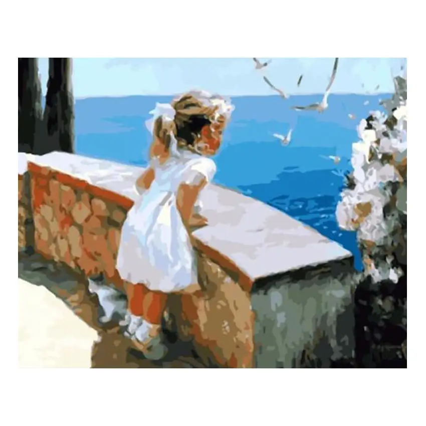 child painting 7 WEEN Angel Girl DIY картина по номерам Холст Живопись Дети стены Искусство картина маслом Раскраска по номерам для домашнего декора 40x50 см - Цвет: child painting 7