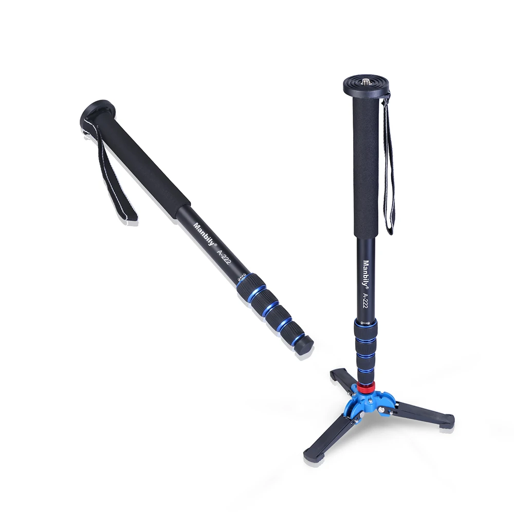 

Manbily A-222+M-1 Base 1650mm Alumninum Camera Unipod Monopod Flip Lock w/3 Legs Base Tripod Stand For Canon Nikon DSLR & phone