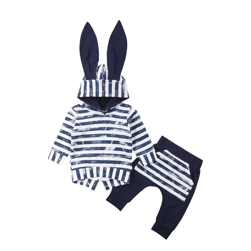 

Newborn Toddler Baby Girl Winter Outfits Floral Clothes Hoodie Tops Pants Set Striped Pocket Clothing All Seasons