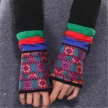 Элегантные взрослые женские этнические модные локоть печати Новые повседневные перчатки Народная вышивка Женская Harajuku женские перчатки Винтаж