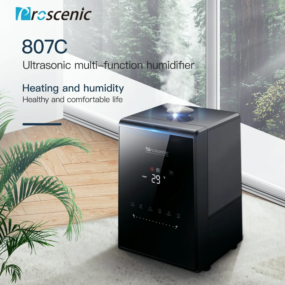 

Proscenic 807C Ultrasonic humidifier 5.5L Vaporizer Warm and Cool Mist Air Humidifier App and Alexa Control Quiet Customized