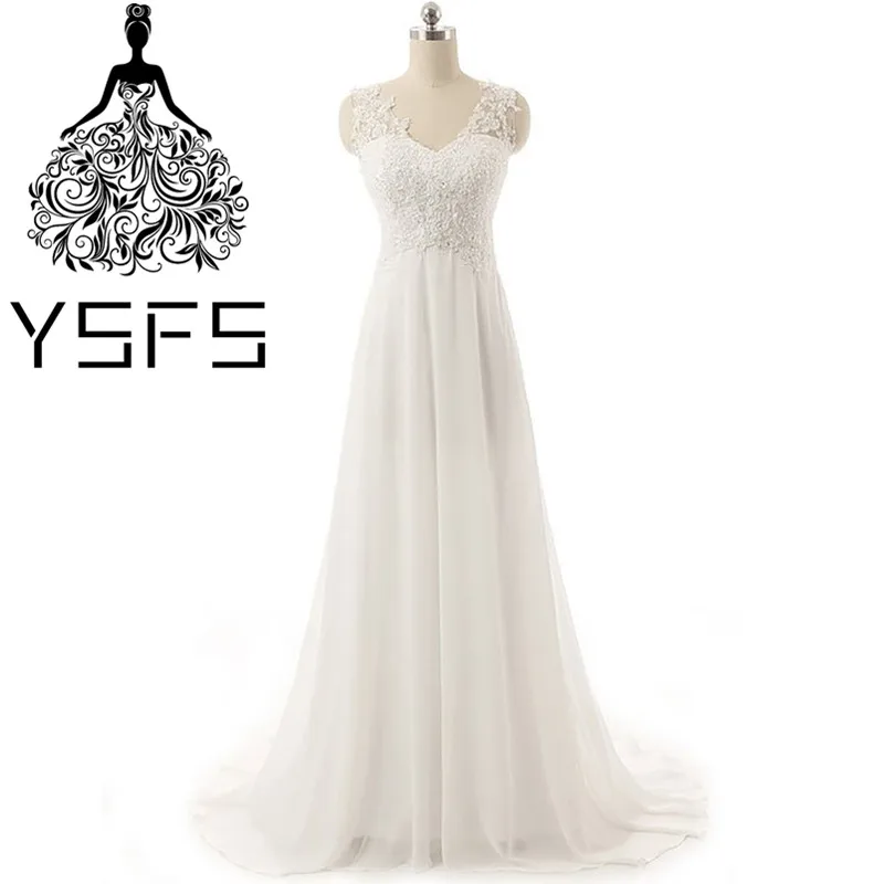 2017 Новое Прибытие Элегантные Линии Свадебные Платья Длинный Пляж Шифона Платье